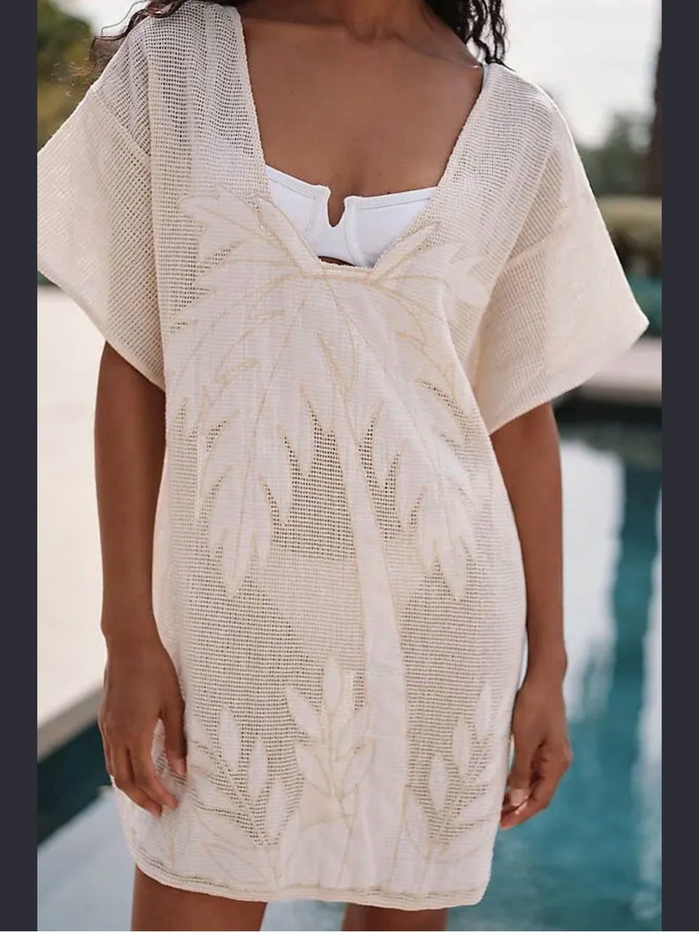 Anthropologie Celadine Embroidered Mini Dress Crochet Beach Coverup Size M